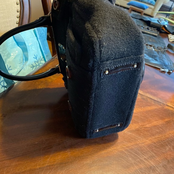 Kate Spade Black Wool Satchel with Button Accents - Picture 4 of 7